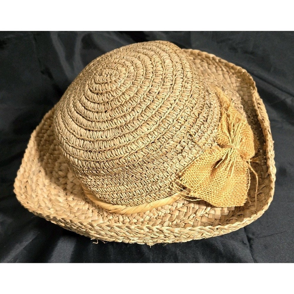 Jeff‎ Gordon Inc Women's Straw Hat Band Ornamental Bow Round Roll Brim